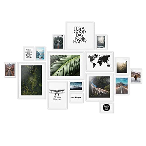PHOTOLINI weiße Bilderrahmen Set verschiedene Größen, 17 Bilderrahmen weiß Holz MDF, Bilder Rahmen mit Acrylglas, Bilderrahmenset zum Aufhängen, Fotorahmen Set mit Zubehör für Fotos & Poster PHOTOLINI weiße Bilderrahmen Set verschiedene Größen, 17 Bilderrahmen weiß Holz MDF, Bilder Rahmen mit Acrylglas, Bilderrahmenset zum Aufhängen, Fotorahmen Set mit Zubehör für Fotos & Poster von PHOTOLINI