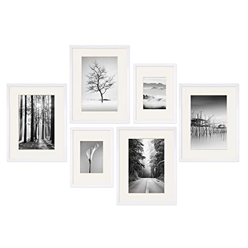 PHOTOLINI weiße Bilderrahmen Set verschiedene Größen, 6 MDF Holz Bilderrahmen mit Passepartout, Bilder Rahmen mit Acrylglas, No.4 Bilderrahmenset zum Aufhängen, Fotowand Fotorahmen Set & Zubehör PHOTOLINI weiße Bilderrahmen Set verschiedene Größen, 6 MDF Holz Bilderrahmen mit Passepartout, Bilder Rahmen mit Acrylglas, No.4 Bilderrahmenset zum Aufhängen, Fotowand Fotorahmen Set & Zubehör von PHOTOLINI
