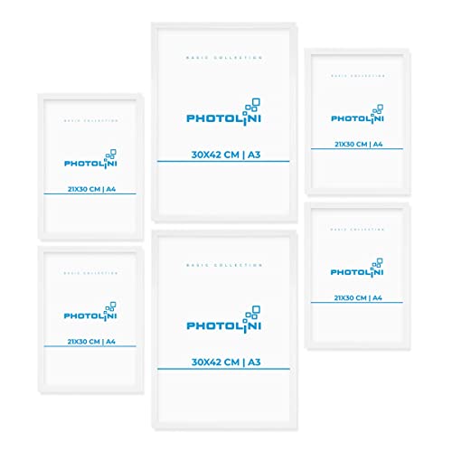 PHOTOLINI weiße Bilderrahmen Set Verschiedene Größen, 6 Bilderrahmen weiß Holz MDF, Bilder Rahmen mit Acrylglas, No.7 Bilderrahmenset zum Aufhängen, Fotorahmen Set mit Zubehör für Fotos & Poster PHOTOLINI weiße Bilderrahmen Set Verschiedene Größen, 6 Bilderrahmen weiß Holz MDF, Bilder Rahmen mit Acrylglas, No.7 Bilderrahmenset zum Aufhängen, Fotorahmen Set mit Zubehör für Fotos & Poster von PHOTOLINI