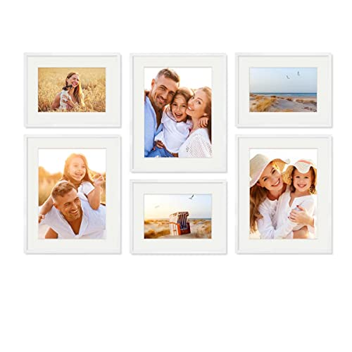 PHOTOLINI weiße Bilderrahmen Set verschiedene Größen, 6 MDF Holz Bilderrahmen mit Passepartout, Bilder Rahmen mit Acrylglas, No.9 Bilderrahmenset zum Aufhängen, Fotowand Fotorahmen Set & Zubehör PHOTOLINI weiße Bilderrahmen Set verschiedene Größen, 6 MDF Holz Bilderrahmen mit Passepartout, Bilder Rahmen mit Acrylglas, No.9 Bilderrahmenset zum Aufhängen, Fotowand Fotorahmen Set & Zubehör von PHOTOLINI