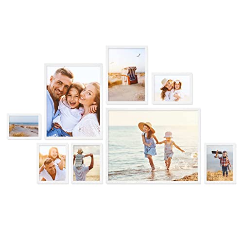 PHOTOLINI weiße Bilderrahmen Set verschiedene Größen, 8 Bilderrahmen weiß Holz MDF, Bilder Rahmen mit Acrylglas, Bilderrahmenset zum Aufhängen, Fotorahmen Set mit Zubehör für Fotos & Poster PHOTOLINI weiße Bilderrahmen Set verschiedene Größen, 8 Bilderrahmen weiß Holz MDF, Bilder Rahmen mit Acrylglas, Bilderrahmenset zum Aufhängen, Fotorahmen Set mit Zubehör für Fotos & Poster von PHOTOLINI