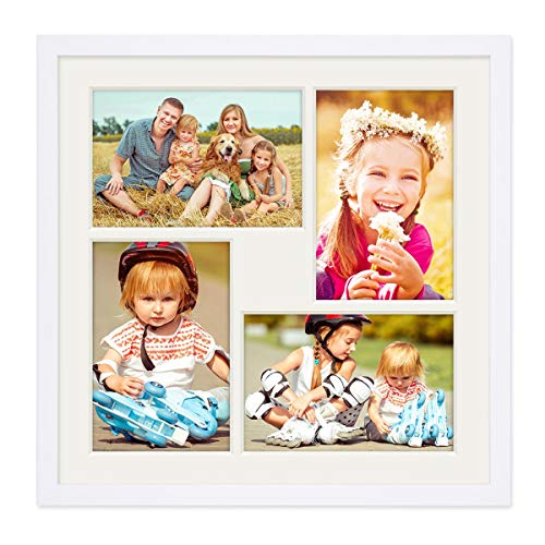 PHOTOLINI Bilderrahmen für 30x30 Weiss Holz aus MDF, Fotorahmen quadratisch mit Passepartout für 4 Bilder, bruchsicheres Acrylglas, 30 x 30 zum Aufhängen, Zubehör - Rahmen 30x30 für Fotos & Poster PHOTOLINI Bilderrahmen für 30x30 Weiss Holz aus MDF, Fotorahmen quadratisch mit Passepartout für 4 Bilder, bruchsicheres Acrylglas, 30 x 30 zum Aufhängen, Zubehör - Rahmen 30x30 für Fotos & Poster von PHOTOLINI