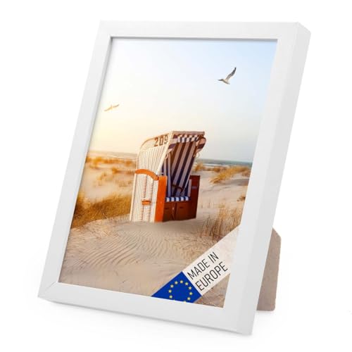 PHOTOLINI Bilderrahmen Holz 15x20 Weiß, Holzbilderrahmen Made in EU, bruchsicheres Acrylglas, zum Aufhängen & Aufstellen, extra Zubehör - für Ihre liebsten Fotos & Bilder von PHOTOLINI