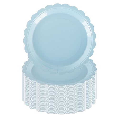 PHUNAT 50 Stück 18 cm Babyblaue Pappteller, robustes Partygeschirr für Geburtstag, Babyparty, blaue Themenparty-Dekorationen PHUNAT 50 Stück 18 cm Babyblaue Pappteller, robustes Partygeschirr für Geburtstag, Babyparty, blaue Themenparty-Dekorationen von PHUNAT