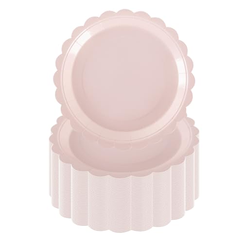 PHUNAT 50 Stück rosa Blumenteller, 17,8 cm, Papier, Dessertteller, Babyrosa, Partyzubehör, Dekorationen PHUNAT 50 Stück rosa Blumenteller, 17,8 cm, Papier, Dessertteller, Babyrosa, Partyzubehör, Dekorationen von PHUNAT