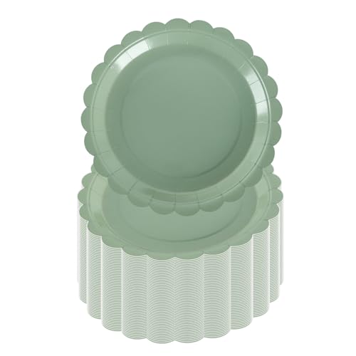 PHUNAT Grüne Partyteller, 18 cm, salbeigrün, Partyzubehör, Dekorationen für Geburtstag, Babyparty, Hochzeit, 50 Stück PHUNAT Grüne Partyteller, 18 cm, salbeigrün, Partyzubehör, Dekorationen für Geburtstag, Babyparty, Hochzeit, 50 Stück von PHUNAT