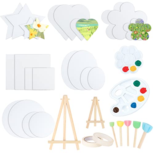 24 Packungen Leinwände zum Malen, verschiedene Formen, Leinwand zum Malen, leere Liebesmalerei, Leinwandplatten, Paneele mit Mini-Staffeleien, Schwamm, Acrylölgemälde, Aquarell 24 Packungen Leinwände zum Malen, verschiedene Formen, Leinwand zum Malen, leere Liebesmalerei, Leinwandplatten, Paneele mit Mini-Staffeleien, Schwamm, Acrylölgemälde, Aquarell von PHUNTTEK