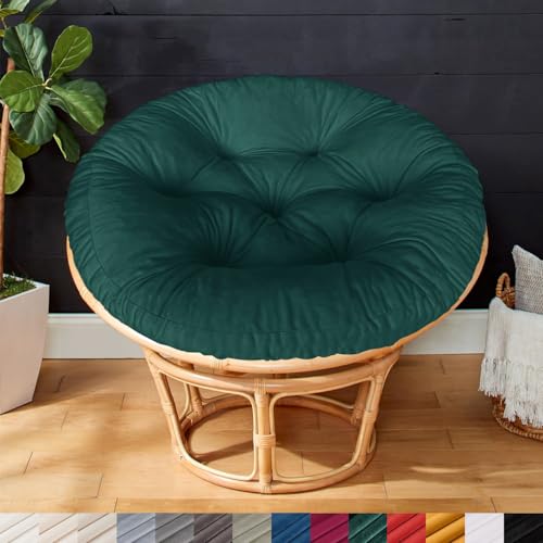 Papasansessel Kissen, Rundes Sitzkissen für Hängesessel 75x75x8cm, Samtstoff Eierstuhl-Matt/Rattan-Stuhlkissen/Bequem Weich Sitzkissen/Dicke Stuhlkissen/Papasan Dekokissen/Garten Stuhlauflag-Grün von PHUSTJKL