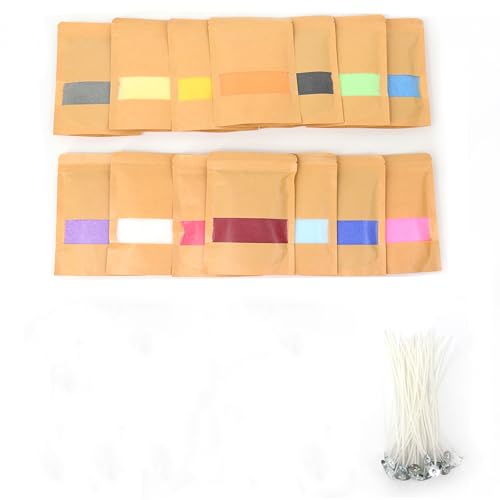 PHYMAT Perlenkerzen-Set, 14 Farben, 0,7 kg Sandkerze mit 100 Dochten, Granulatsandwachs für selbstgemachte Kerzenherstellung (50 g pro Farbe) von PHYMAT