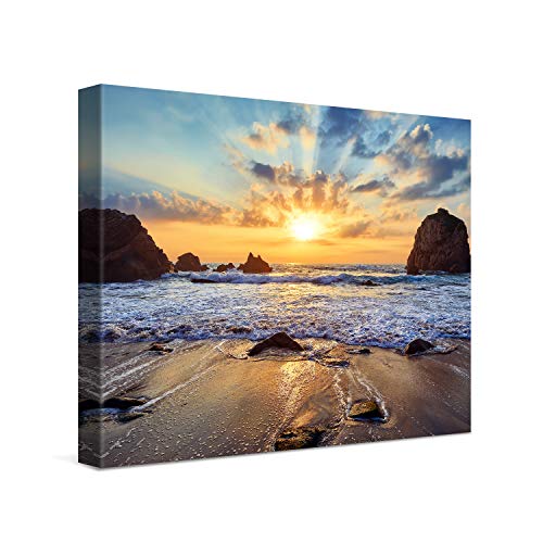 PICANOVA – Bild auf Leinwand Felsiger Strand Sonnenuntergang 40x30cm – Leinwandbild – Premium Leinwanddruck – Wandbild Kunstdruck Auf 2cm Holz-Keilrahmen Wohnzimmer Wanddekoration – Strand PICANOVA – Bild auf Leinwand Felsiger Strand Sonnenuntergang 40x30cm – Leinwandbild – Premium Leinwanddruck – Wandbild Kunstdruck Auf 2cm Holz-Keilrahmen Wohnzimmer Wanddekoration – Strand von PICANOVA