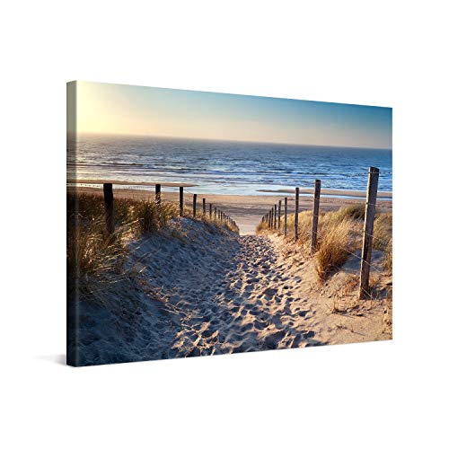 PICANOVA – Bild auf Leinwand Weg zum Meer 60x40cm – Leinwandbild – Premium Leinwanddruck – Wandbild Kunstdruck Auf 2cm Holz-Keilrahmen Wohnzimmer Wanddekoration – Strand von PICANOVA