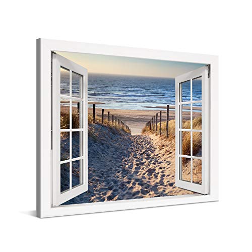 PICANOVA – Bild auf Leinwand Weg zum Meer Fenster 100x75cm – Leinwandbild – Premium Leinwanddruck – Wandbild Kunstdruck Auf 2cm Holz-Keilrahmen Wohnzimmer Wanddekoration – Strand PICANOVA – Bild auf Leinwand Weg zum Meer Fenster 100x75cm – Leinwandbild – Premium Leinwanddruck – Wandbild Kunstdruck Auf 2cm Holz-Keilrahmen Wohnzimmer Wanddekoration – Strand von PICANOVA