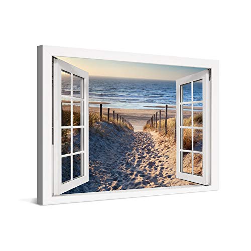 PICANOVA – Bild auf Leinwand Weg zum Meer Fenster 120x80cm – Leinwandbild – Premium Leinwanddruck – Wandbild Kunstdruck Auf 2cm Holz-Keilrahmen Wohnzimmer Wanddekoration – Strand PICANOVA – Bild auf Leinwand Weg zum Meer Fenster 120x80cm – Leinwandbild – Premium Leinwanddruck – Wandbild Kunstdruck Auf 2cm Holz-Keilrahmen Wohnzimmer Wanddekoration – Strand von PICANOVA
