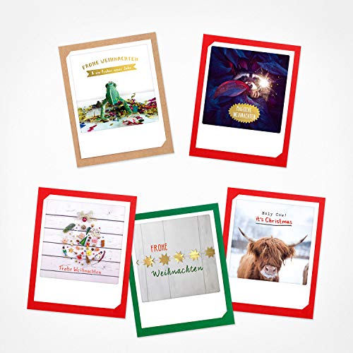 PICKMOTION Set 4 mit 5 Foto-Gruß-Karten mit Umschlag Weihnachten, Instagram-Fotografen-Weihnachts-Karten, handgemachte Klappkarten, lustige Sprüche & Motive X-Mas, Christmas-Cards, BKK-0104 von PICKMOTION