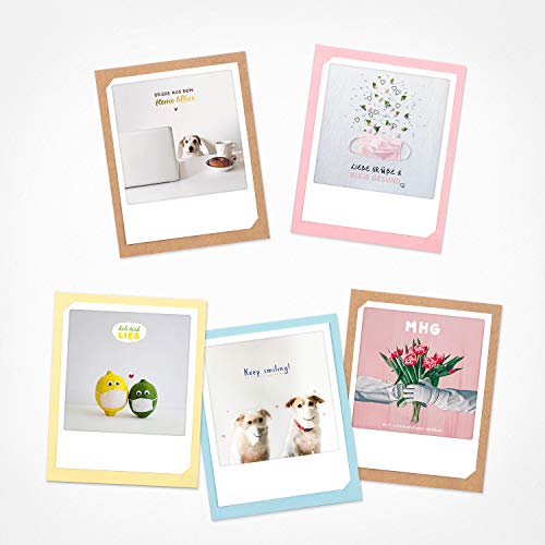 PICKMOTION Set mit 5 Foto-Gruß-Karten mit Umschlag Grüße & Wünsche, Premium Instagram-Gute-Besserung-Karten, handgemachte Klappkarten, lustige Sprüche & Motive, Tiere, Blumen, bunt, BKK-0137 von PICKMOTION
