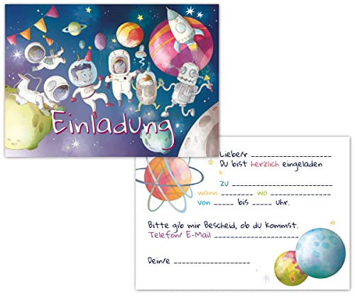Einladungskarten Weltraum Kindergeburtstag – 12x coole Weltall Geburtstagseinladungen für Mädchen & Jungen bis 12 Jahre – universelle Einladung Karte, Partyeinladung Einschulung und Geburtstag Einladungskarten Weltraum Kindergeburtstag – 12x coole Weltall Geburtstagseinladungen für Mädchen & Jungen bis 12 Jahre – universelle Einladung Karte, Partyeinladung Einschulung und Geburtstag von PICTALOO