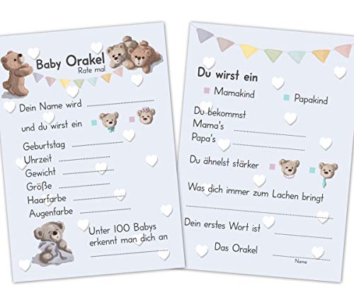PICTALOO Baby Orakel, das perfekte Babyparty Spiel für Mädchen und Junge, Ratespiel mit 25 TIPP Karten mit Fragen, kreatives Geschenk für die Baby Shower, großer Spaß für Mama und Gäste (Bärchen) PICTALOO Baby Orakel, das perfekte Babyparty Spiel für Mädchen und Junge, Ratespiel mit 25 TIPP Karten mit Fragen, kreatives Geschenk für die Baby Shower, großer Spaß für Mama und Gäste (Bärchen) von PICTALOO
