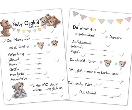 PICTALOO Baby Orakel, das perfekte Babyparty Spiel für Mädchen und Junge, Ratespiel mit 25 TIPP Karten mit Fragen, kreatives Geschenk für die Baby Shower, großer Spaß für Mama und Gäste (Weiß) PICTALOO Baby Orakel, das perfekte Babyparty Spiel für Mädchen und Junge, Ratespiel mit 25 TIPP Karten mit Fragen, kreatives Geschenk für die Baby Shower, großer Spaß für Mama und Gäste (Weiß) von PICTALOO