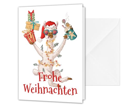 PICTALOO lustige Weihnachtskarte Lama Alpaka - witzige Karte Weihnachten DIN A6 mit Umschlag für Freund Freundin Mann Frau, Merry Christmas Klappkarten Tier, besondere Weihnachtsgrüße von PICTALOO