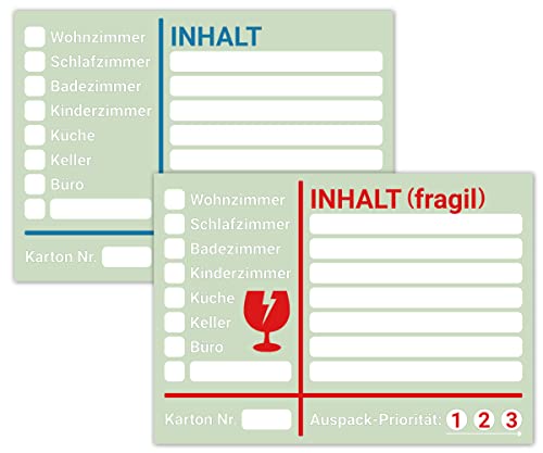 Universelle Umzugsaufkleber XL zum Beschriften von Umzugskartons, Umzugsetiketten zur besseren Organisation beim Umzug – farbige Aufkleber Etiketten für mehr Übersicht (50er Mix) von PICTALOO