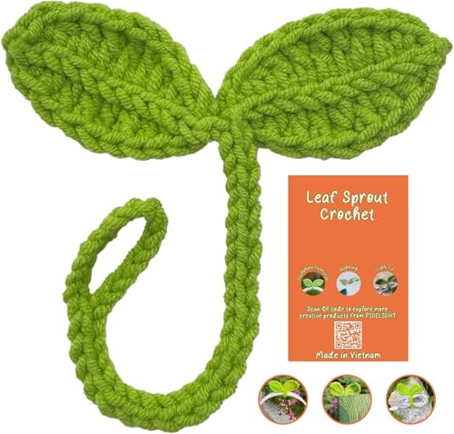 PIDELIGHT Lucky Handmade Gestrickt Crochet Leaf Sprout - Multifunktionales Häkelzubehör mit DIY Handwerk Baumwollgarn, Ideales Eck-Lesezeichen für Bücherwürmer, Kopfhörerzubehör und Kabelbinder von PIDELIGHT