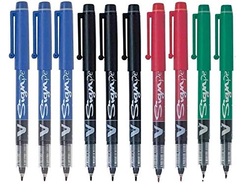 10 Kugelschreiber Pilot V Sign Pen (3 Blau, 3 Schwarz, 2 Rot, 2 Grün) von PILOT