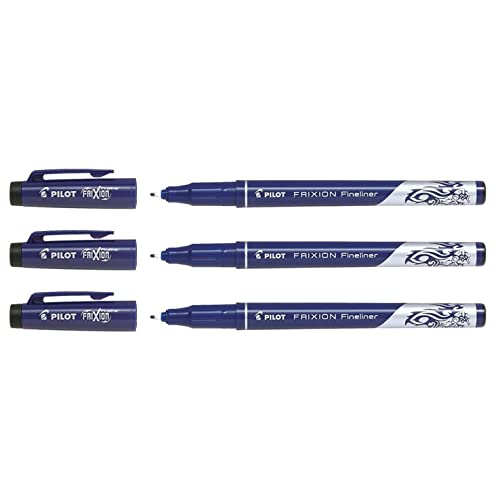 PILOT Fineliner Frixion Filzstifte, abwischbar, Schwarz, 3 Stück von PILOT