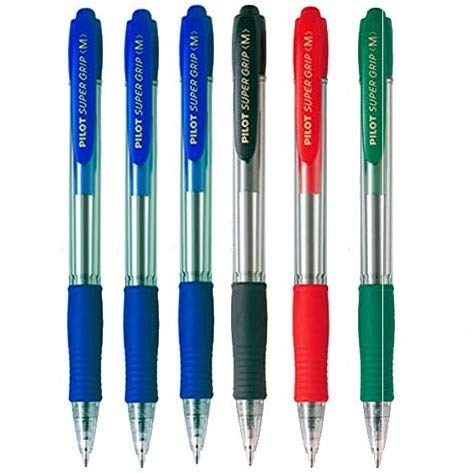 PILOT Supergrip Packung mit 6 Kugelschreibern, 3 Blau, 1 Schwarz, 1 Rot, 1 Grün von PILOT