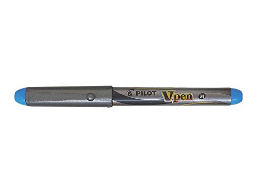 PILOT V-Pen Einweg-Füllfederhalter, silberfarben, mittlere Spitze, Türkis, 12 Stück von PILOT