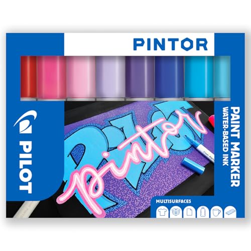Pilot Pintor Creative Permanentmarker auf Wasserbasis für verschiedene Oberflächen, schnell trocknend, für Stoffe, Glas, Holz, Stein, Heimwerker, Amateur-Künstler, mittlere Spitze, 8 Stifte (Berry Pilot Pintor Creative Permanentmarker auf Wasserbasis für verschiedene Oberflächen, schnell trocknend, für Stoffe, Glas, Holz, Stein, Heimwerker, Amateur-Künstler, mittlere Spitze, 8 Stifte (Berry von PILOT