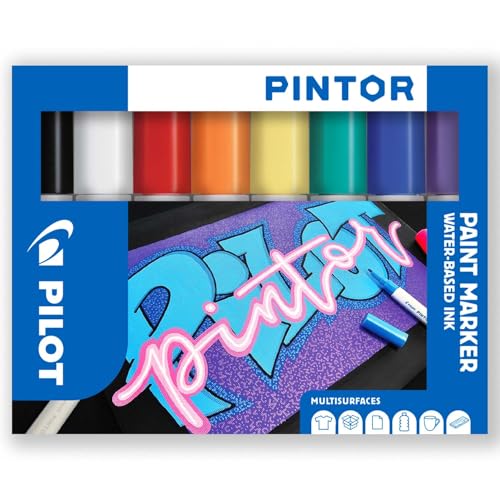 Pilot Pintor Creative Permanentmarker für verschiedene Oberflächen auf Wasserbasis, schnell trocknend, für Stoffe, Glas, Holz, Stein, Heimwerker, Amateur-Künstler, mittlere Spitze, 8 Stück Pilot Pintor Creative Permanentmarker für verschiedene Oberflächen auf Wasserbasis, schnell trocknend, für Stoffe, Glas, Holz, Stein, Heimwerker, Amateur-Künstler, mittlere Spitze, 8 Stück von PILOT