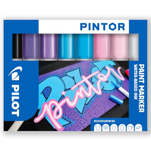 Pilot Pintor Creative Permanentmarker für verschiedene Oberflächen auf Wasserbasis, schnell trocknend, für Stoffe, Glas, Holz, Stein, Heimwerker, Amateur-Künstler, mittlere Spitze, Packung mit 8 Pilot Pintor Creative Permanentmarker für verschiedene Oberflächen auf Wasserbasis, schnell trocknend, für Stoffe, Glas, Holz, Stein, Heimwerker, Amateur-Künstler, mittlere Spitze, Packung mit 8 von PILOT
