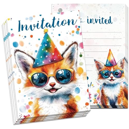 PILUZEAT 12 Stück Einladungskarten Kindergeburtstag Geburtstags für Mädchen Jungen Einschulung Katze Lustige Farbenfrohe Einladungen zum Thema Tierparty Blanko Personalisiert Teenager 4-12 jahre PILUZEAT 12 Stück Einladungskarten Kindergeburtstag Geburtstags für Mädchen Jungen Einschulung Katze Lustige Farbenfrohe Einladungen zum Thema Tierparty Blanko Personalisiert Teenager 4-12 jahre von PILUZEAT