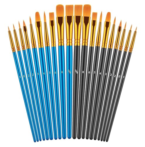 PINEPAN Pinsel-Set, Nylon-Pinsel-Set für PINEPAN Acrylfarben, Aquarellfarben und Ölfarben, einfach zu verwenden für Anfänger und Künstler, 10 Verschiedene Größen, 20 Stück PINEPAN Pinsel-Set, Nylon-Pinsel-Set für PINEPAN Acrylfarben, Aquarellfarben und Ölfarben, einfach zu verwenden für Anfänger und Künstler, 10 Verschiedene Größen, 20 Stück von PINEPAN