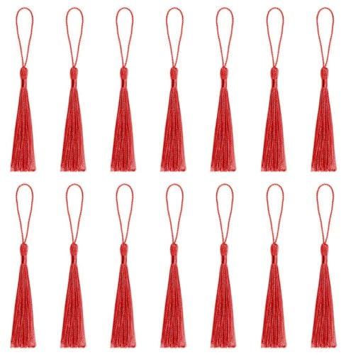 PINEPAN Quastenanhänger 100 Stück Quasten Mini weiche Quasten Seidige handgemachte Quasten Bunte Quaste Handgemachte kleine Quasten für Souvenir Lesezeichen DIY Bastelzubehör von PINEPAN