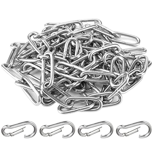NGOSUET 2 STK 2M Edelstahlkette, 3MM Materialstärke Metallkette, Edelstahl Kette 304 Rostfreie Stahlkette, Gliederkette mit 4 Schnapphaken zum Aufhängen von Blumentöpfe, Trocknen der Wäschekette NGOSUET 2 STK 2M Edelstahlkette, 3MM Materialstärke Metallkette, Edelstahl Kette 304 Rostfreie Stahlkette, Gliederkette mit 4 Schnapphaken zum Aufhängen von Blumentöpfe, Trocknen der Wäschekette von PINGEUI