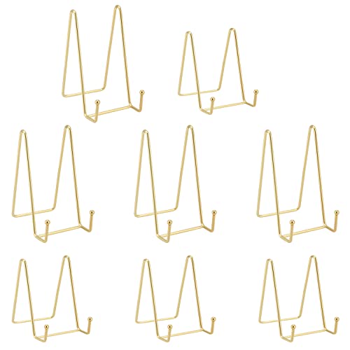 NGOSUET 8 Stück Metall Tellerständer Gold, 6 Zoll 3 Zoll Eisen Display Ständer, Gold Tellerhalter Staffelei Aufsteller Teller Ständer für Foto Schautafeln Bücher Kunstwerke von PINGEUI