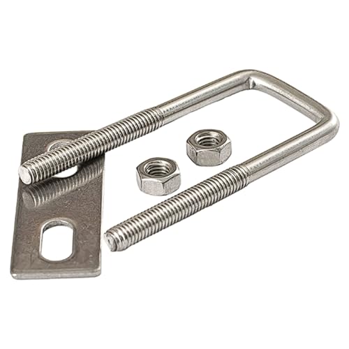 Rechtwinklige U-Klemme aus Edelstahl 304, M8-U-Bolzen-Kit for Vierkantrohre, weiß getünchtes Finish, Rohrhalterung for Möbel, Handläufe(M8x50x140mm) von PINGSHI Boutique UK
