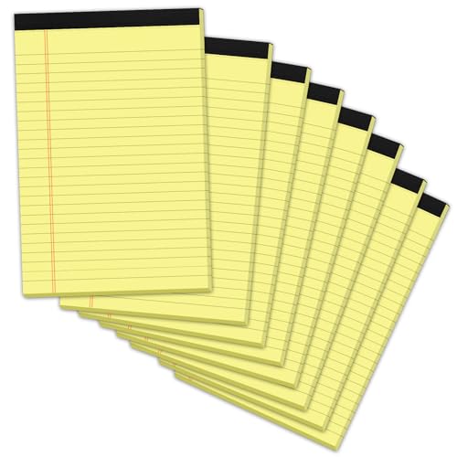 Gelbe Notizblöcke, 12,7 x 20,3 cm, 240 Blatt, perforierte gelbe Blöcke, Papier, schmal, liniert, Schreibblock, 80 g/m², hochwertiges dickes Papier, College-Notizblöcke für Studenten, Büro, Geschäft, 8 Gelbe Notizblöcke, 12,7 x 20,3 cm, 240 Blatt, perforierte gelbe Blöcke, Papier, schmal, liniert, Schreibblock, 80 g/m², hochwertiges dickes Papier, College-Notizblöcke für Studenten, Büro, Geschäft, 8 von PINJINGPRO