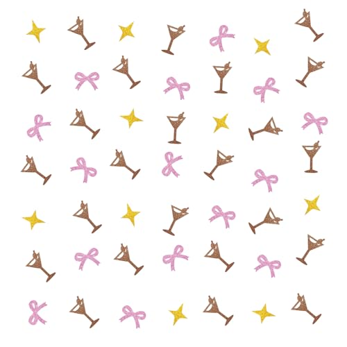 100 Stück Espresso Martini Konfetti Braun Glitzer Rosa Schleife Margarita Cocktail Glas Tisch Streuung für Espresso Martini Geburtstag Party Dekoration von PINKAAJ