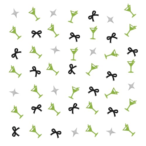 100 Stück Kokette Martini Konfetti Grün Glitzer Schwarz Schleife Margarita Cocktail Glas Tisch Streudeko für Cocktail Geburtstag Junggesellinnenabschied Party Dekoration von PINKAAJ