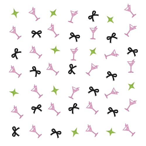 100 Stück Schwarze Schleife Martini Glas Konfetti Rosa Glitzer Kokette Margarita Cocktail Tisch Streudeko für Cocktail Geburtstag Junggesellinnenabschied Party Dekoration von PINKAAJ