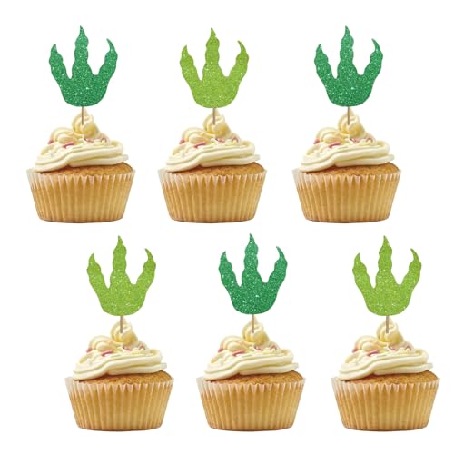 24 Stück Dinosaurier Fußabdruck Cupcake Topper, Dino Baby Shower Cupcake Topper, Grün Glitzer Dinosaurier T Rex Brüllen Kuchen Picks für Dschungel Tier Thema Geburtstag Party Supplies 24 Stück Dinosaurier Fußabdruck Cupcake Topper, Dino Baby Shower Cupcake Topper, Grün Glitzer Dinosaurier T Rex Brüllen Kuchen Picks für Dschungel Tier Thema Geburtstag Party Supplies von PINKAAJ