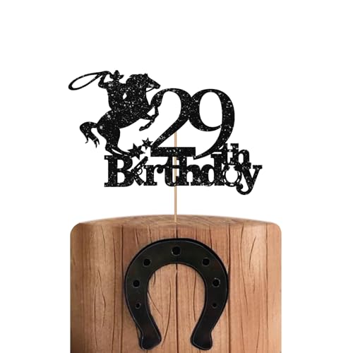 Cowboy 29 Geburtstag Cake Topper, Cowboy Happy Birthday Kuchen Dekor für Männer, Cowboy 29 Geburtstag Dekoration, Western Themed Birthday Party Supplies - Schwarz Cowboy 29 Geburtstag Cake Topper, Cowboy Happy Birthday Kuchen Dekor für Männer, Cowboy 29 Geburtstag Dekoration, Western Themed Birthday Party Supplies - Schwarz von PINKAAJ