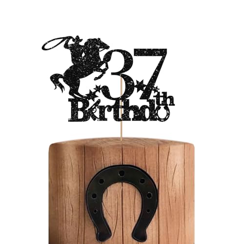 Cowboy 37 Geburtstag Cake Topper, Cowboy Happy Birthday Kuchen Dekor für Männer, Cowboy 37. Geburtstag Dekoration, Western Themed Birthday Party Supplies - Schwarz Cowboy 37 Geburtstag Cake Topper, Cowboy Happy Birthday Kuchen Dekor für Männer, Cowboy 37. Geburtstag Dekoration, Western Themed Birthday Party Supplies - Schwarz von PINKAAJ