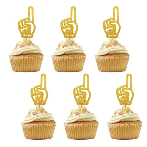 Cupcake-Aufsätze aus Schaumstoff, Nummer 1, goldfarbener Glitzer, Rugby-Ball, Party-Cupcake-Picks für Sport-Motto-Party-Zubehör, 24 Stück Cupcake-Aufsätze aus Schaumstoff, Nummer 1, goldfarbener Glitzer, Rugby-Ball, Party-Cupcake-Picks für Sport-Motto-Party-Zubehör, 24 Stück von PINKAAJ