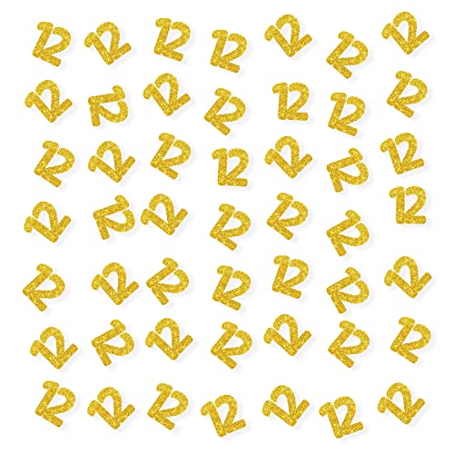 Set mit 100 Konfetti, Zahl 12, Gold Glitter 12, Papierstreuung, 12. Geburtstag, Party-Konfetti, zwölf Kuchendekoration, Happy 12th Anniversary Party Dekor von PINKAAJ