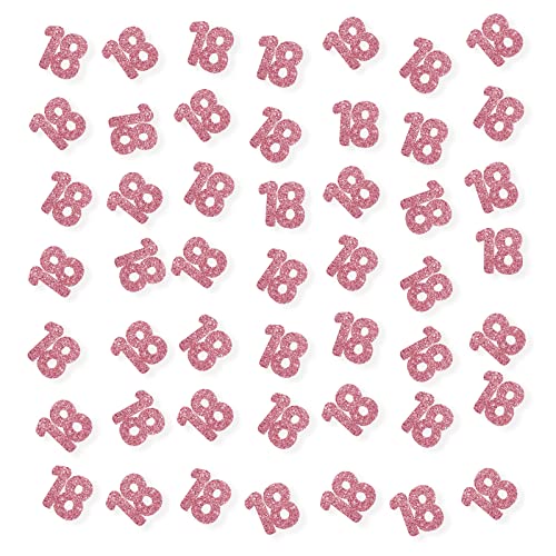 Set mit 100 Konfetti Zahl 18, rosa Glitzer 18, Papierstreuung, 18. Geburtstag, Party-Konfetti, achtzehn Kuchendekoration, Happy 18th Anniversary Party Dekor von PINKAAJ
