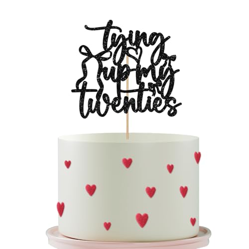 Tying Up My Twenties Cake Topper, Black Bow 30th Birthday Cake Topper, Coquette Cheers to 30 Years Old Birthday Party Cake Decoration - Black Glitter Tying Up My Twenties Cake Topper, Black Bow 30th Birthday Cake Topper, Coquette Cheers to 30 Years Old Birthday Party Cake Decoration - Black Glitter von PINKAAJ