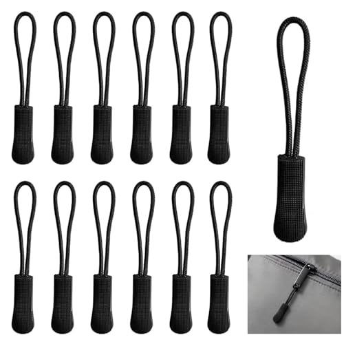 12 Stück Reißverschluss Anhänger zum Einfädeln, Reißverschluss Verlängerung Zipper Pulls, Nylon Reißverschluss zipper, Zipper für reißverschluss für Sportbekleidung,Tasche,Schulranzen von PINNKL